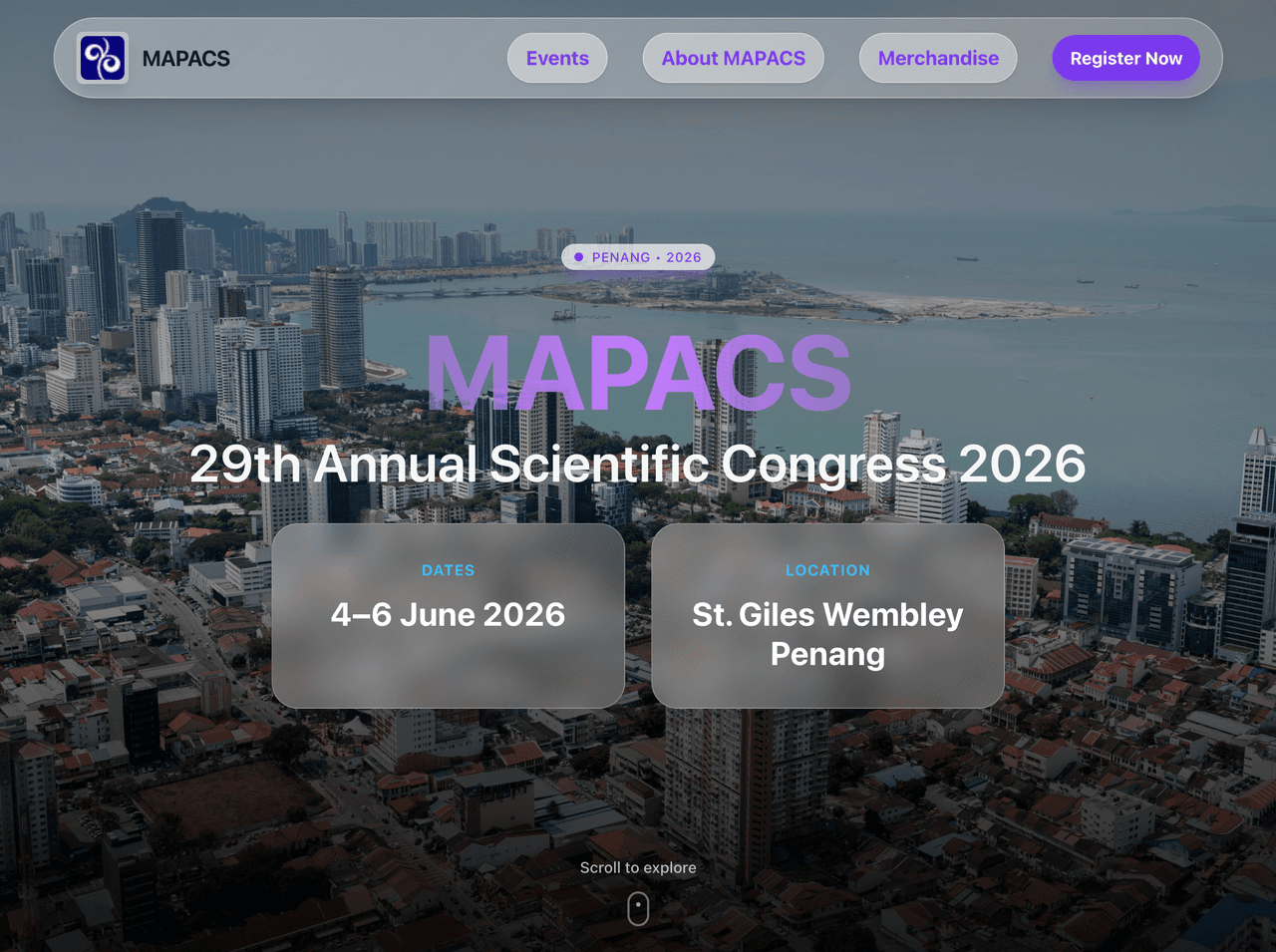 Screenshot of the MAPACS 29th Annual Scientific Congress 2026 event website